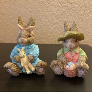 Set of 2 vintage Easter bunny figurines